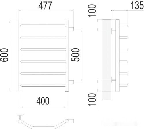 Полотенцесушитель Terminus Виктория П6 400x600 бп (хром)