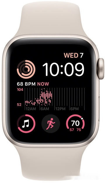 Умные часы Apple Watch SE 2 40 мм (алюминиевый корпус, звездный свет/звездный свет, спортивный силиконовый ремешок)