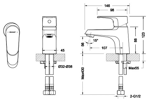 Смеситель Bravat Alfa F1120178CP