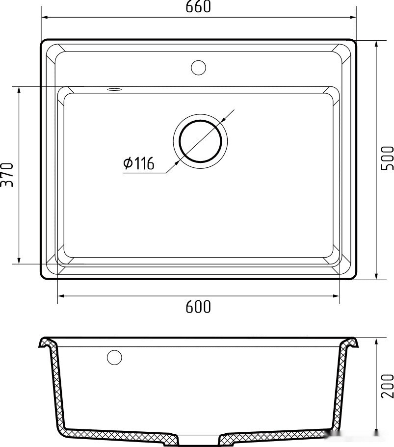 Кухонная мойка GranFest GF-LV-660 (иней)
