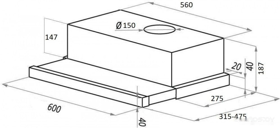 Вытяжка Ciarko Single 60 (черный)