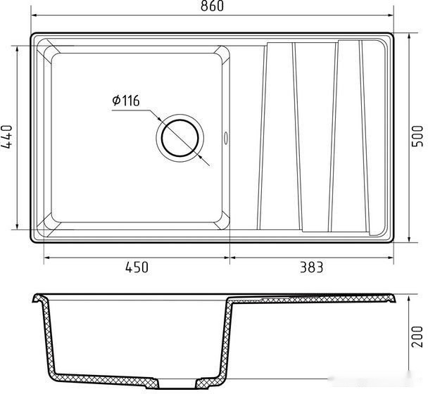 Кухонная мойка GranFest GF-LV-860L (терракот)