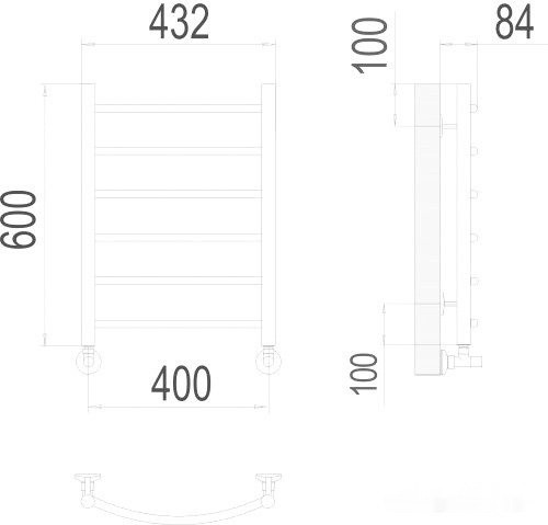 Полотенцесушитель Terminus Классик П6 400x600 нп (хром)