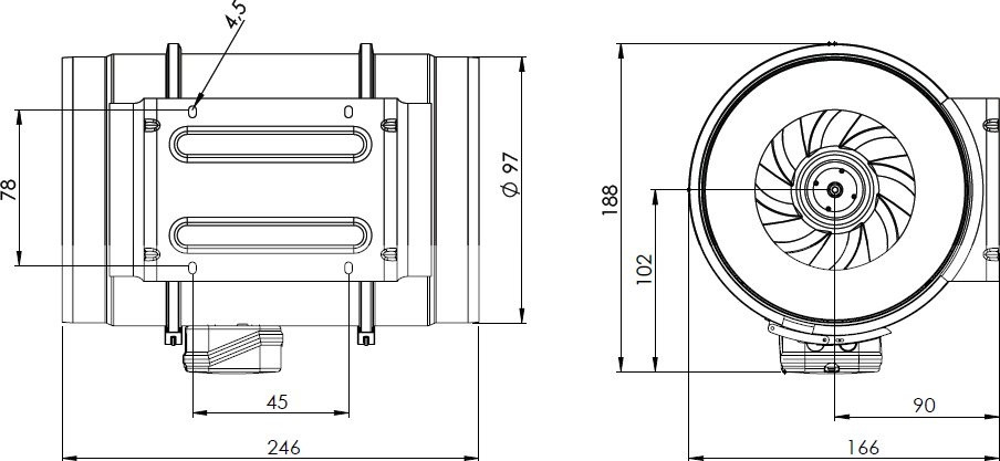 Радиальный вентилятор Bahcivan BMFX 125/2V(SТ)