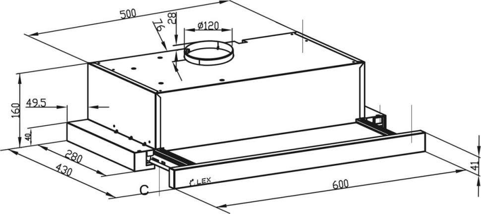 Вытяжка LEX Hide 600 Inox