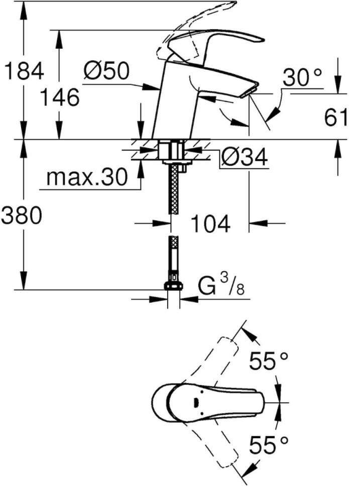 Смеситель Grohe Eurosmart 32467002