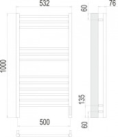 Полотенцесушитель Terminus Аврора П12 500x1000 (RAL 9003 белый, Quick Touch)