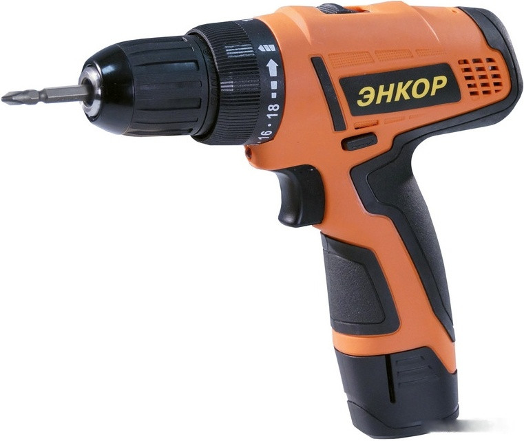 Дрель-шуруповерт Энкор ДША-2 12ЭР/10Л (с 2-мя АКБ)