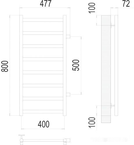 Полотенцесушитель Terminus Аврора П8 400x800 бп 500 (хром)