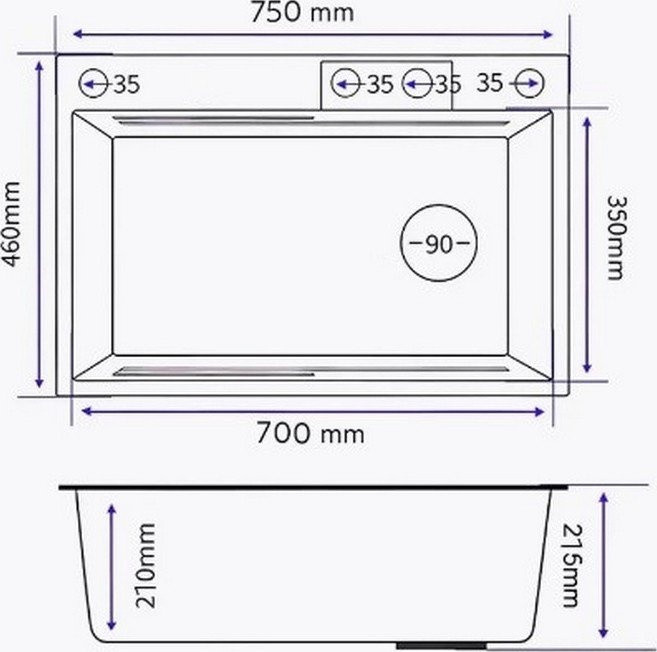 Кухонная мойка Marrbaxx C7546-R Decor C7546-DMR (нержавеющая сталь)