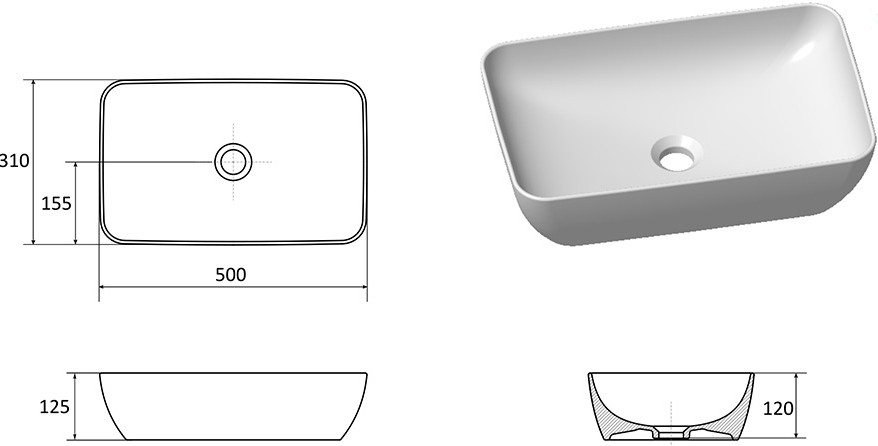 Умывальник Ravak 500 R Slim