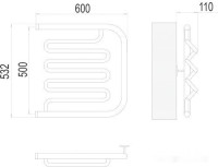 Полотенцесушитель Terminus Фокстрот-Лиана 1" 500x600 бп (хром)