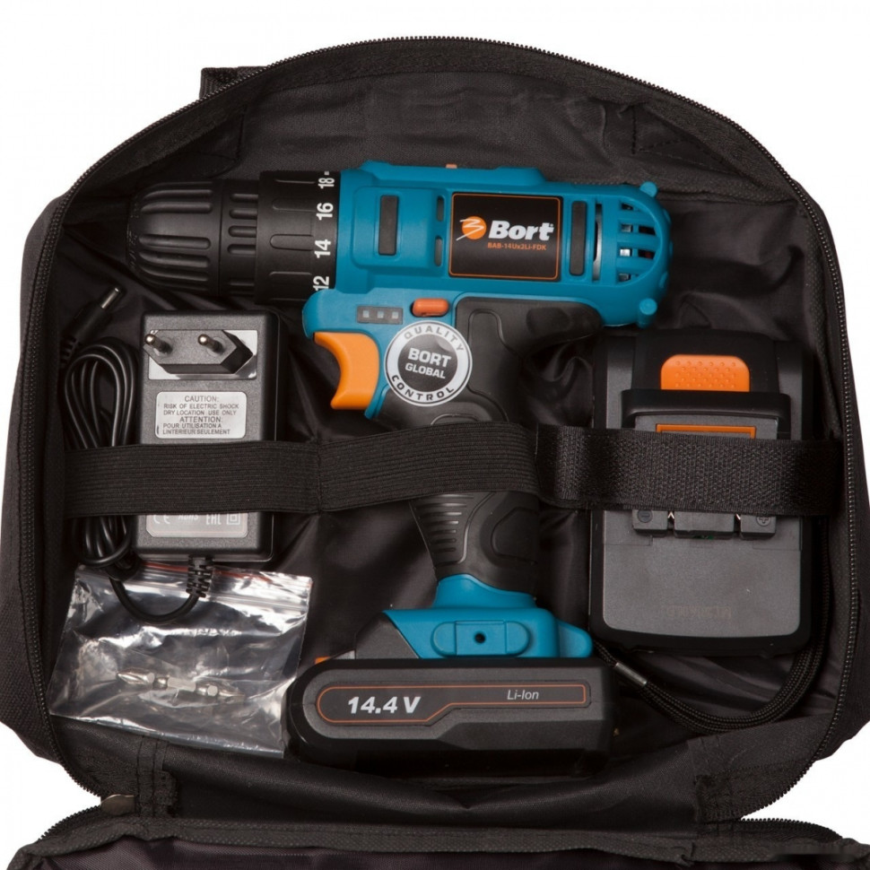 Дрель-шуруповерт BORT BAB-14Ux2Li-FDK (с 2-мя АКБ)