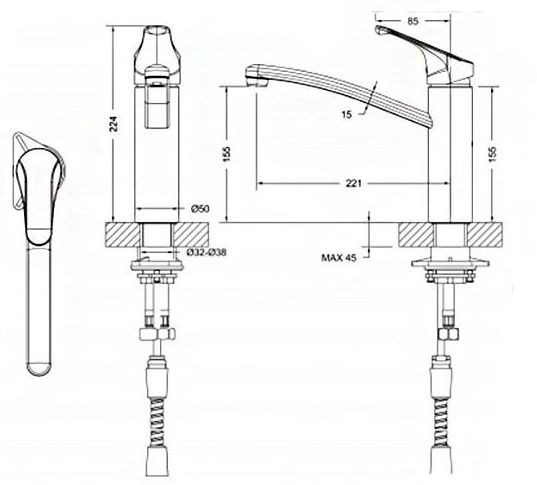 Смеситель Bravat Common F7234129CP