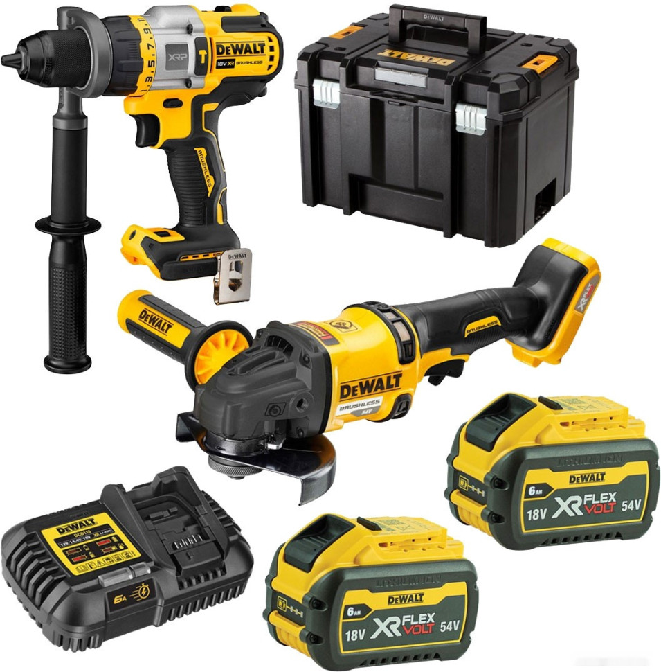DeWALT DCK2016T2T (шуруповерт, УШМ, кейс)