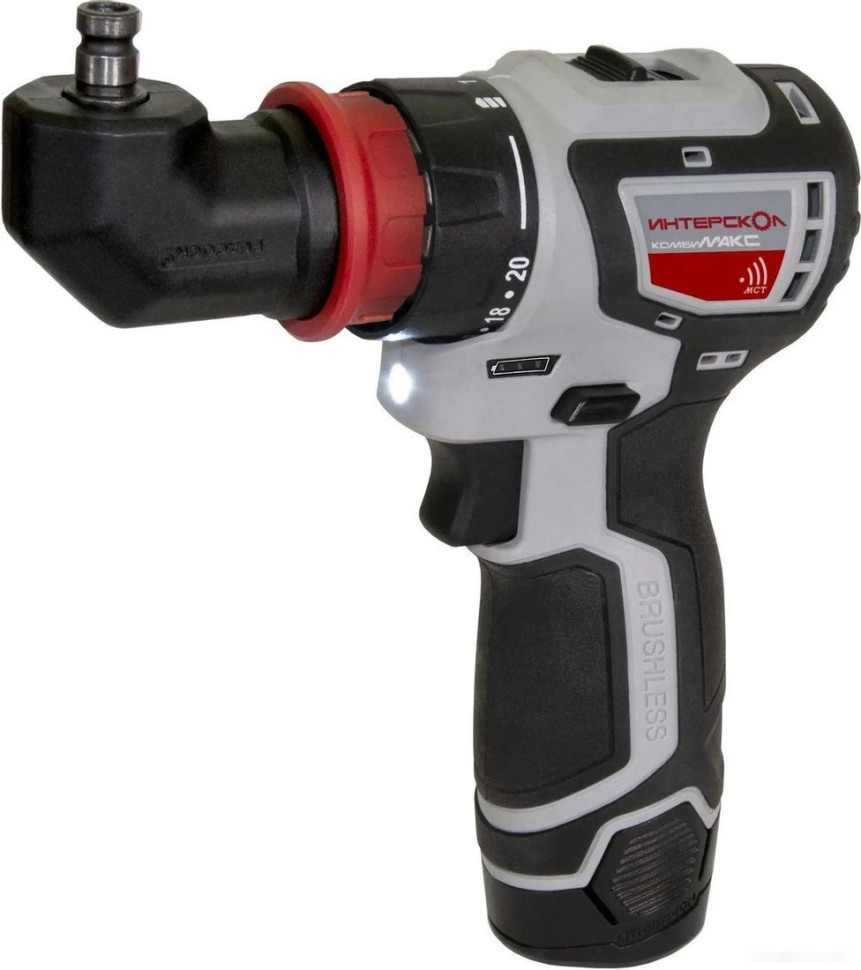 Дрель-шуруповерт Интерскол КомбиМАКС ДА-10/12В 36 687.2.2.78 (с 2-мя АКБ, сумка, набор патронов)