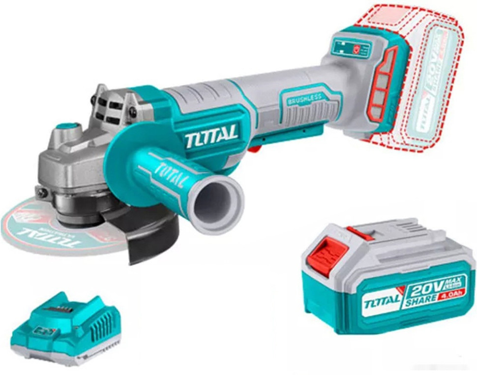 Угловая шлифмашина Total TAGLI2111561 (с 2-мя АКБ, сумка)