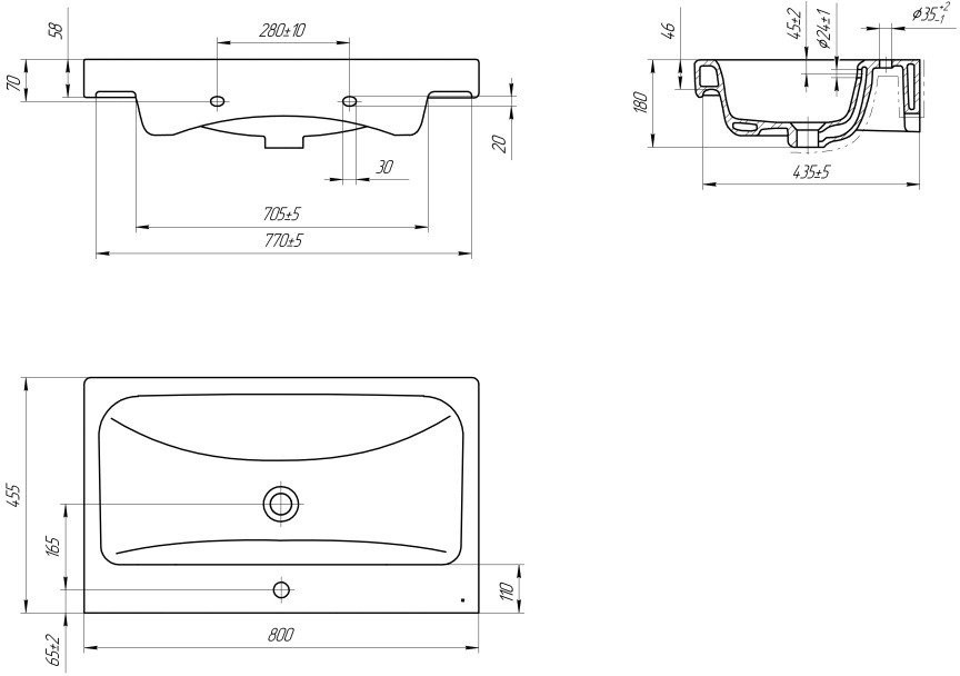 Умывальник Cersanit Moduo 80 S-UM-MOD80/1 + 63050