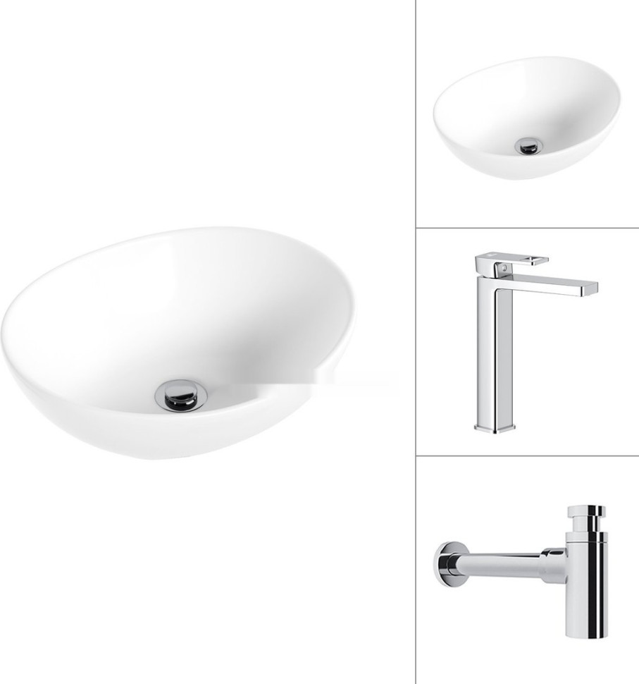 Умывальник Lauter 21652 + Cascade 21СК0655C с сифоном 21635CH (хром)