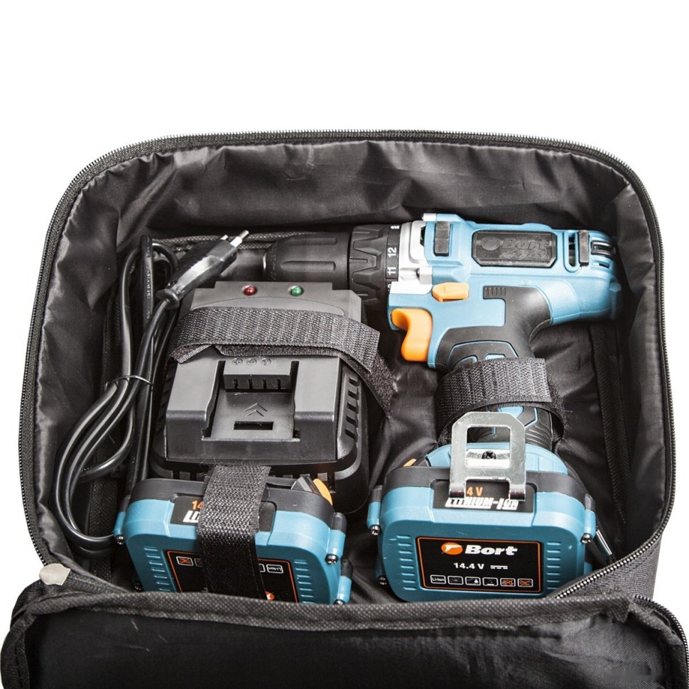 Дрель-шуруповерт BORT BAB-14X2LI-XDK (с 2-мя АКБ)
