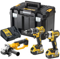 Набор аккумуляторного инструмента DeWALT DCK383P2T (шуруповерт. винтоверт, болгарка, 2 АКБ, кейс)