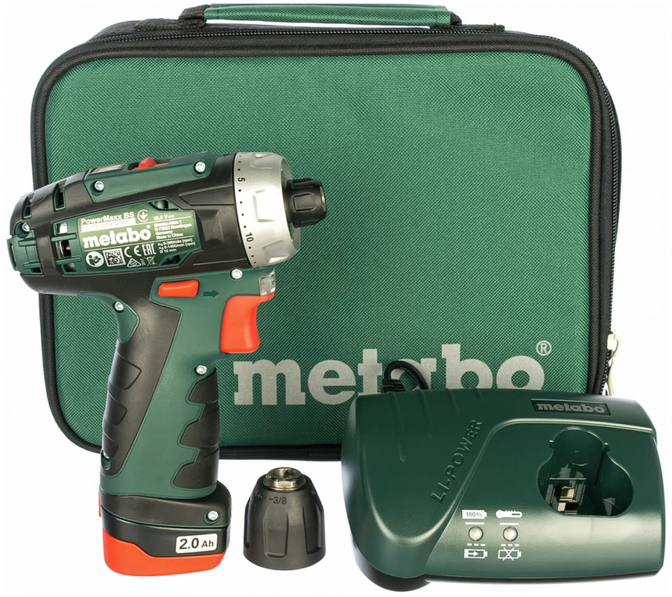Дрель-шуруповерт Metabo PowerMaxx BS 600079500 (с 1-м АКБ и сумкой)