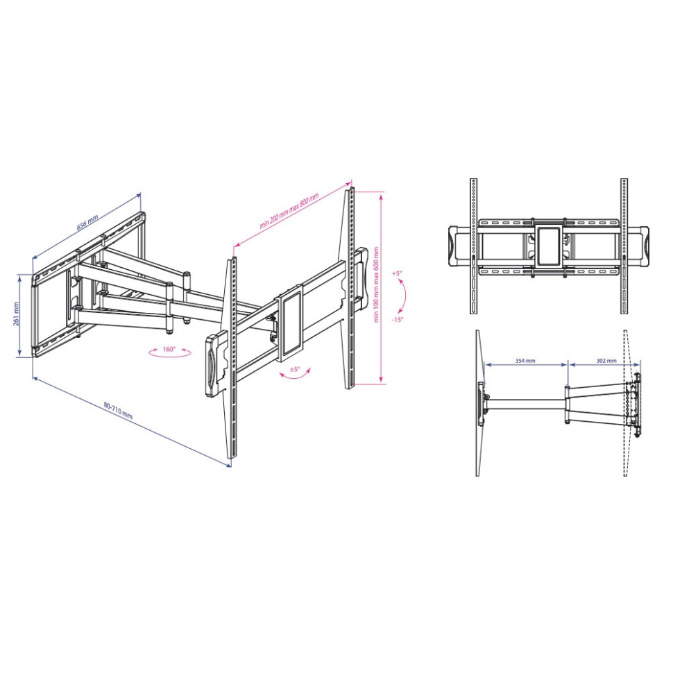 Кронштейн Kromax ATLANTIS-75 (черный)