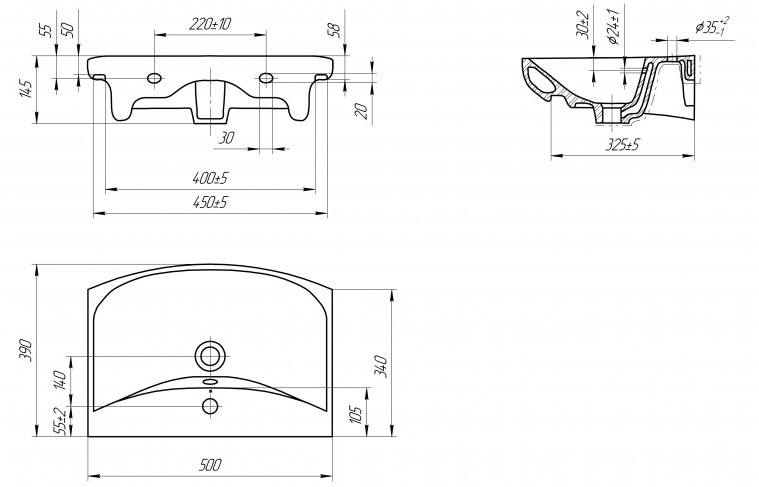Умывальник Cersanit CARINA 50 (с пьедесталом)