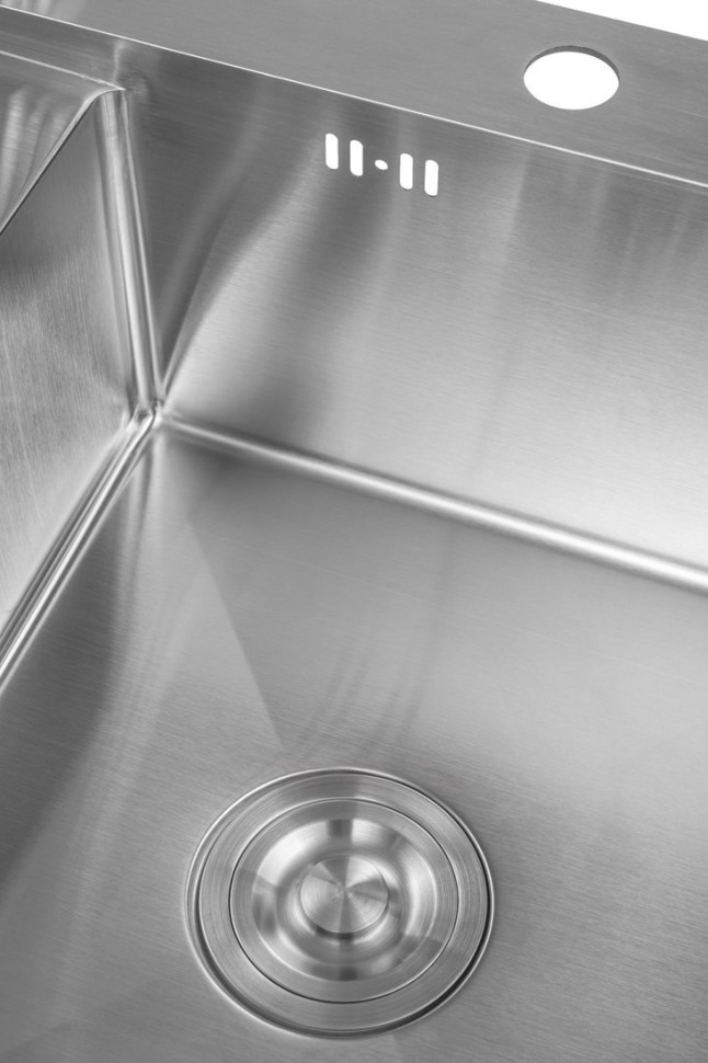 Кухонная мойка Saniteco 6550-L + Spike F9S07000 (хром, с сифоном, дозатором и коландером)