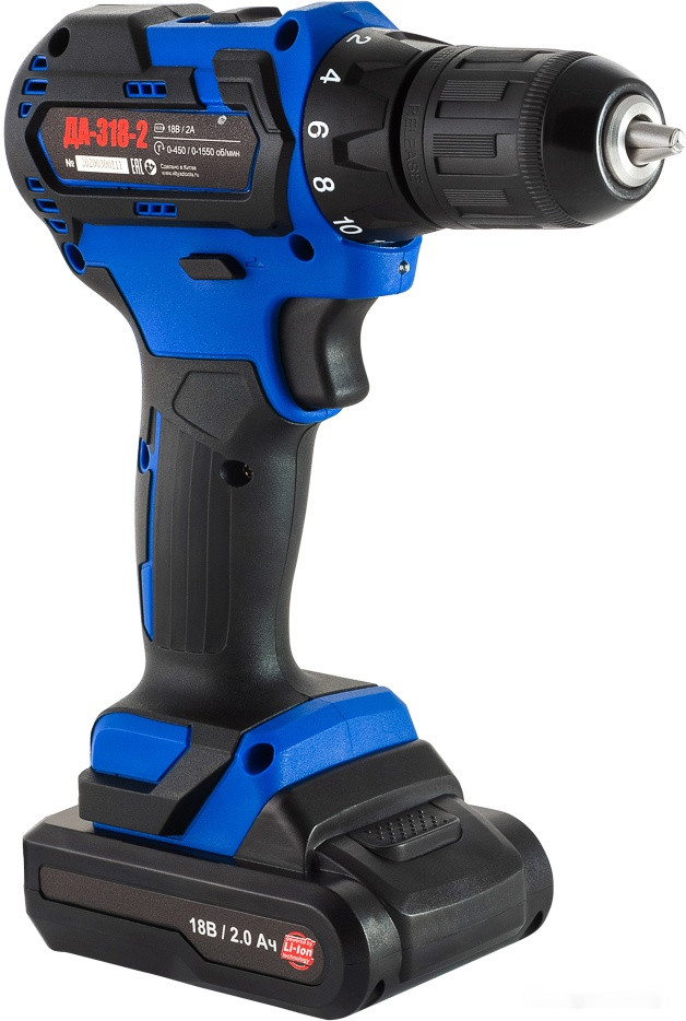 Дрель-шуруповерт Витязь ДА-318-2 (с 2-мя АКБ, кейс)