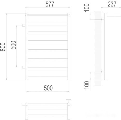 Полотенцесушитель Terminus Хендрикс П8 500x800 бп левый (хром)