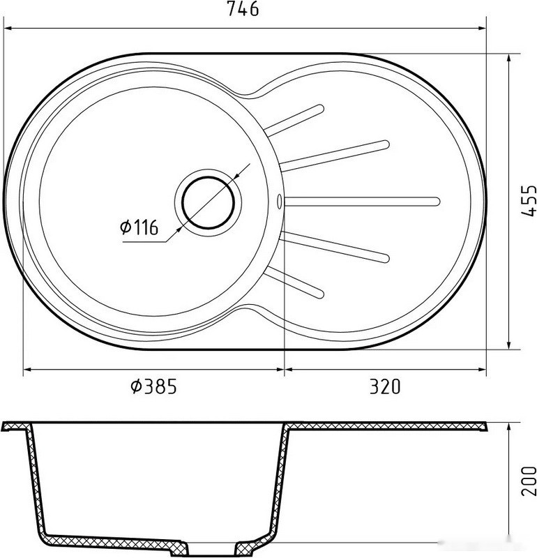 Кухонная мойка GranFest GF-R750L (кашемир)