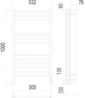 Полотенцесушитель Terminus Аврора П12 500x1000 нп электро (хром)