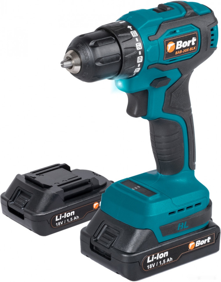 Дрель-шуруповерт BORT BAB-20X-BLK (с 2-мя АКБ, кейс)