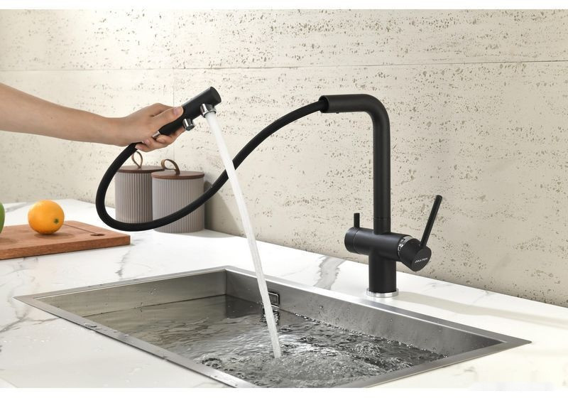 Смеситель Paulmark Serpentine Se213222-418 (черный/черный металлик)