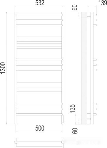 Полотенцесушитель Terminus Прато П15 500x1300 (хром)