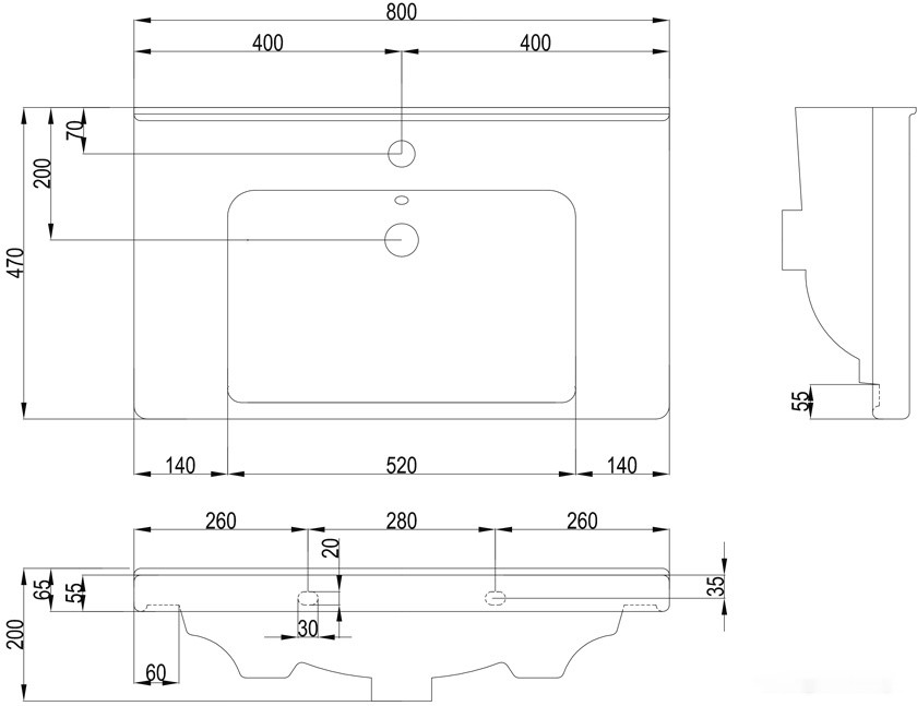 Умывальник dreja Гармония 80