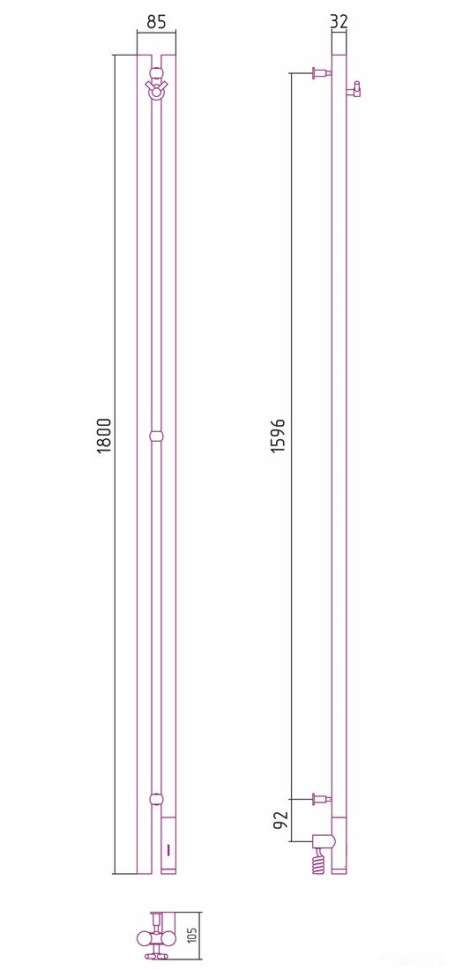 Полотенцесушитель Сунержа Нюанс 3.0 1800 правый 03-5843-1853