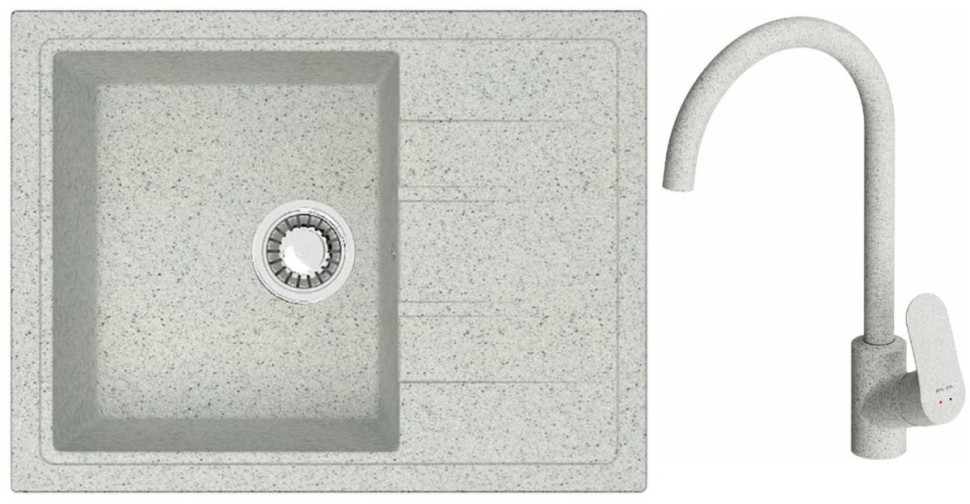 Кухонная мойка Berge BR-5850 + смеситель AM.PM Like F8007133 (серый)