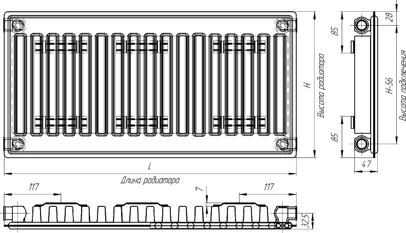 Радиатор Лидея ЛК 11-508 тип 11 500x800