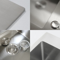 Кухонная мойка AKS Прямоугольная 78x51 левая (сатин никель)