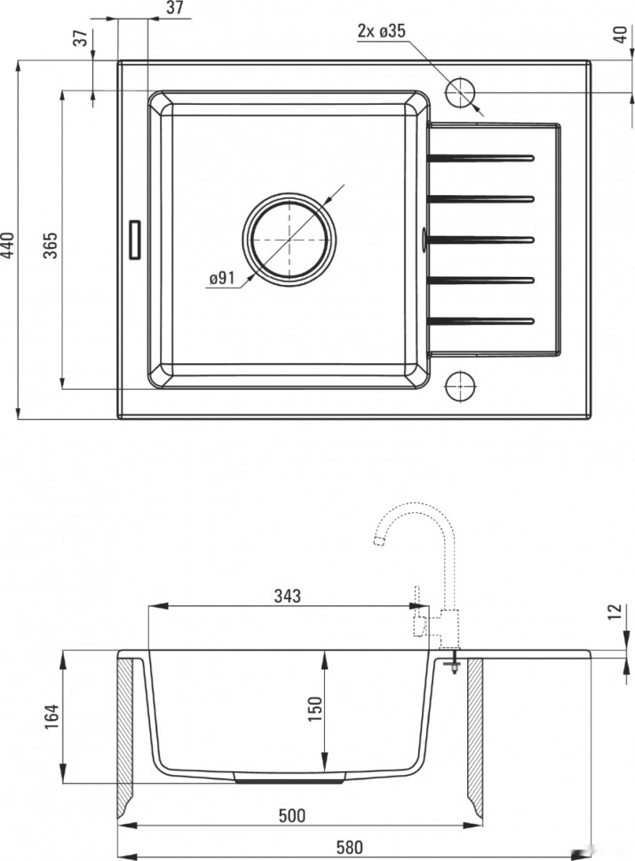 Кухонная мойка Deante Zorba ZQZ N11A (черный)