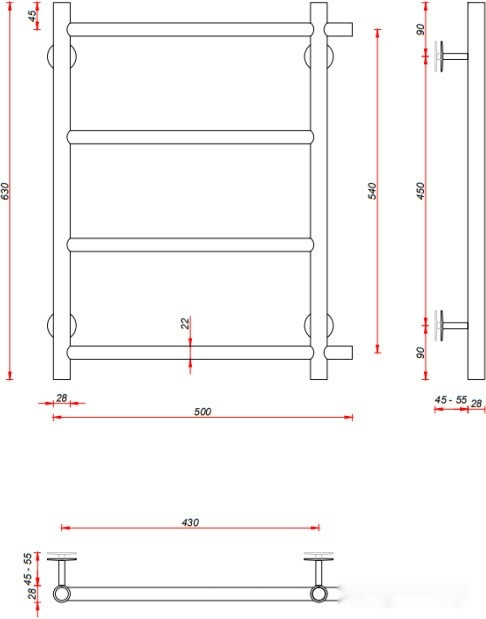 Полотенцесушитель Fincopper FCEB 63x50 (черный)
