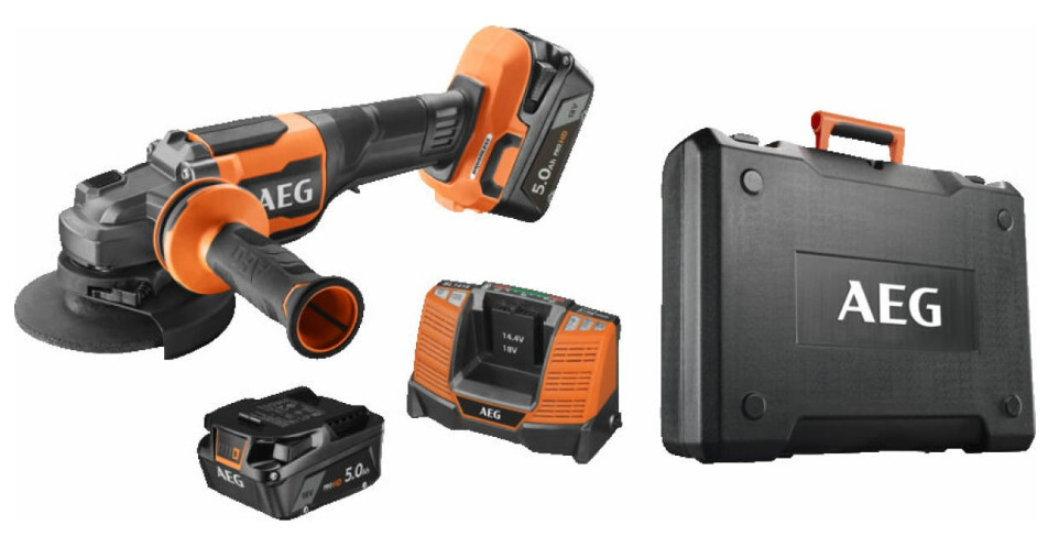 Угловая шлифмашина AEG Powertools BEWS 18-125BLPX2-502C 4935480858 (с 2-мя АКБ)