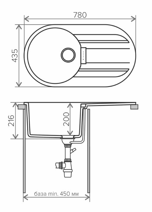 Кухонная мойка Tolero Loft TL-780 (Grey)