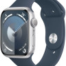 Умные часы Apple Watch Series 9 45 мм (алюминиевый корпус, серебристый/грозовой синий, спортивный силиконовый ремешок S/M)