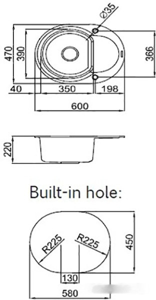 Кухонная мойка Elleci Easy Round 600 G52 Bianco