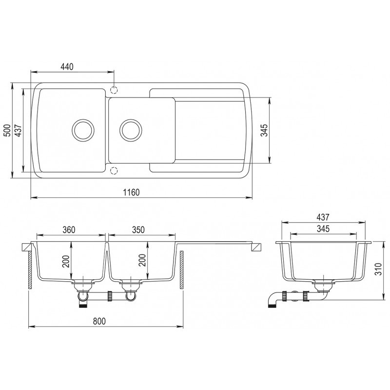 Кухонная мойка AquaSanita Lira SQL 201 120 AW cerrus