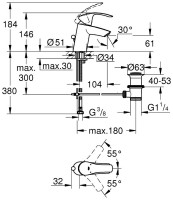 Смеситель Grohe Eurosmart 123576