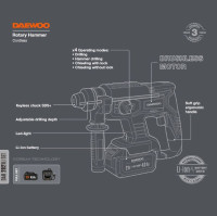 Перфоратор Daewoo Power DAH 2821 Li Set (с 1-им АКБ, кейс)